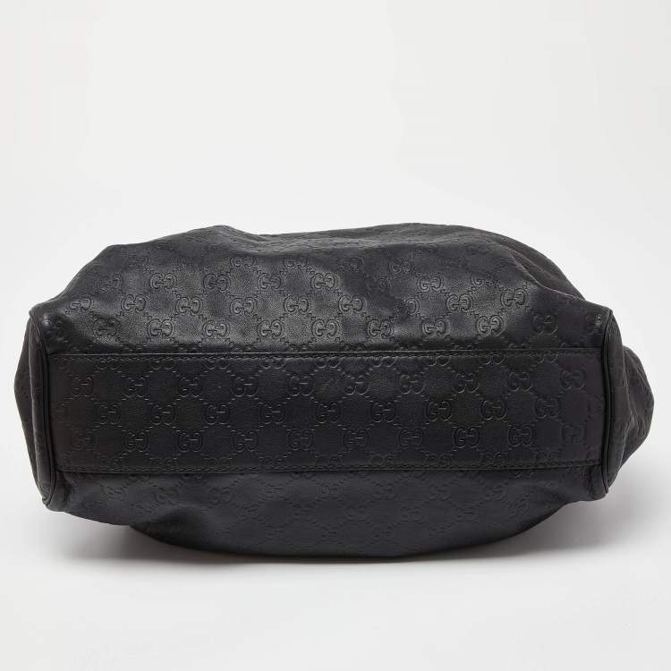 Pre Owned Gucci Black Guccissima Leather Medium Sukey Tote