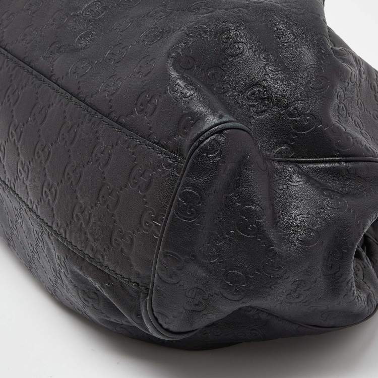 Pre Owned Gucci Black Guccissima Leather Medium Sukey Tote