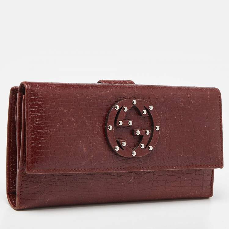 Pre Owned Gucci Brick Leather Soho Studded Continental Wallet