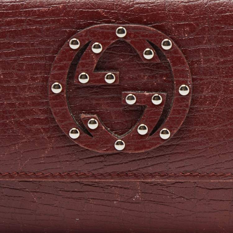 Pre Owned Gucci Brick Leather Soho Studded Continental Wallet