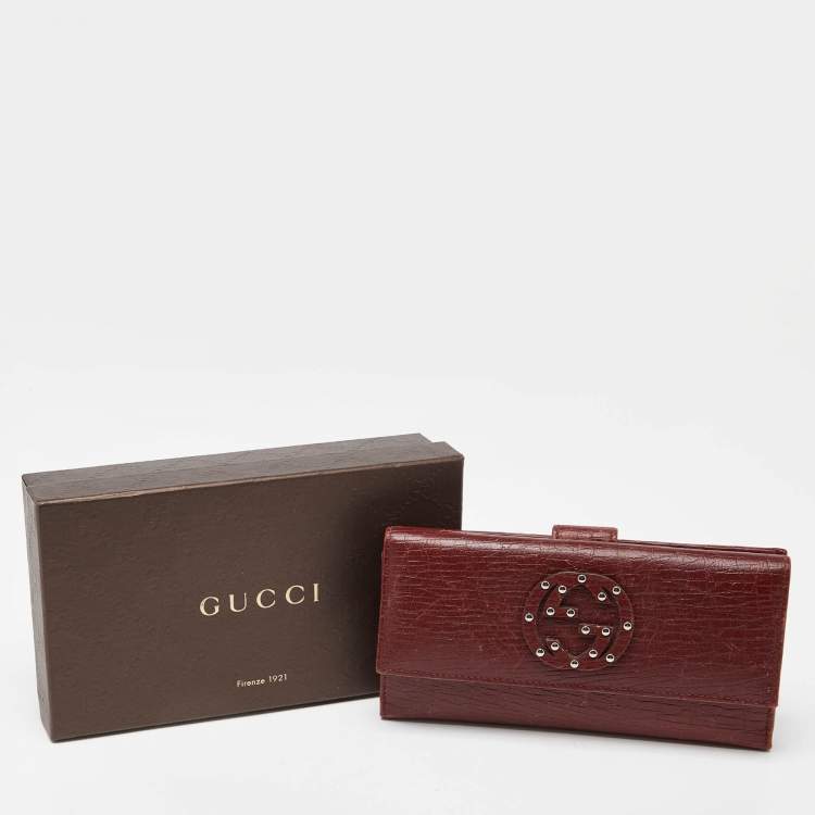 Pre Owned Gucci Brick Leather Soho Studded Continental Wallet