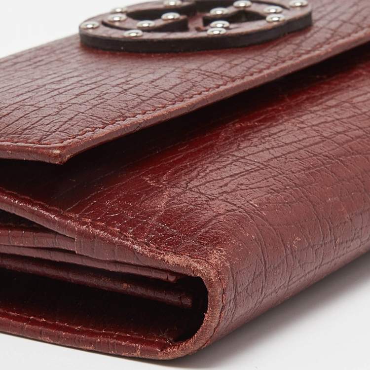 Pre Owned Gucci Brick Leather Soho Studded Continental Wallet