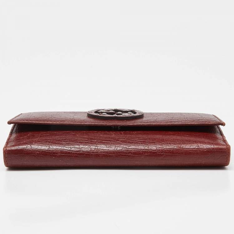 Pre Owned Gucci Brick Leather Soho Studded Continental Wallet