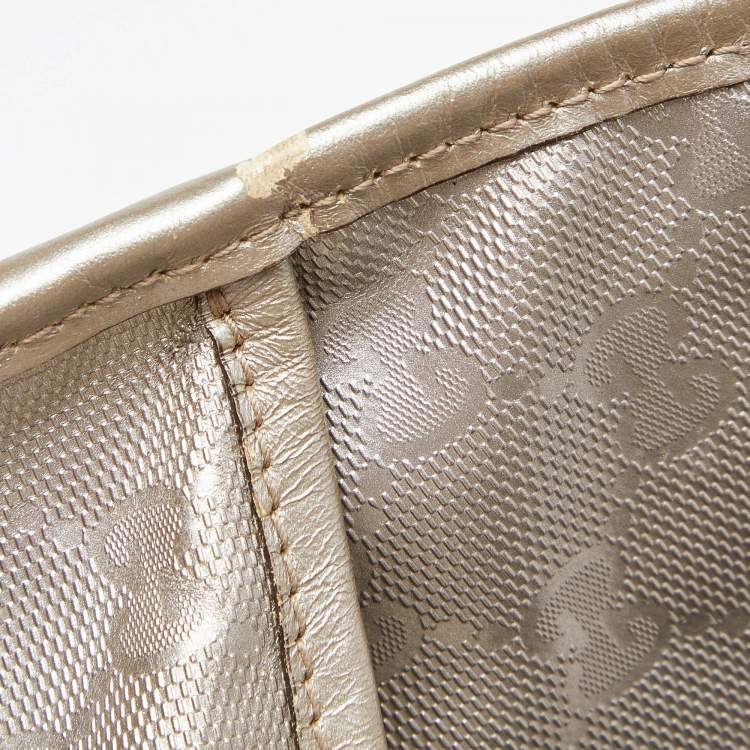 Pre Owned Gucci Silver GG Imprime Canvas and Leather Medium Joy Shoulder Bag