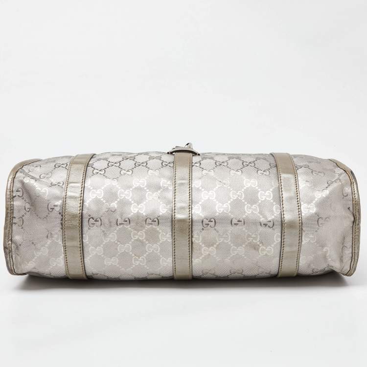 Pre Owned Gucci Silver GG Imprime Canvas and Leather Medium Joy Shoulder Bag