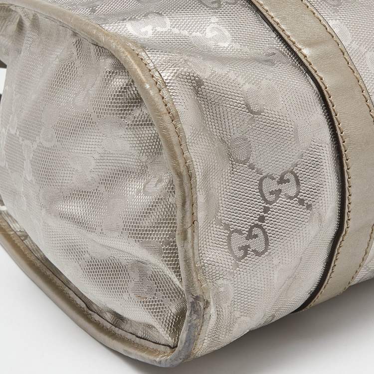 Pre Owned Gucci Silver GG Imprime Canvas and Leather Medium Joy Shoulder Bag