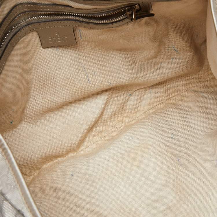 Pre Owned Gucci Silver GG Imprime Canvas and Leather Medium Joy Shoulder Bag