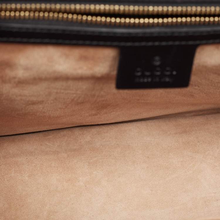 Pre Owned Gucci Beige/Black Leopard Print Calfhair and Leather Medium Sylvie Top Handle Bag