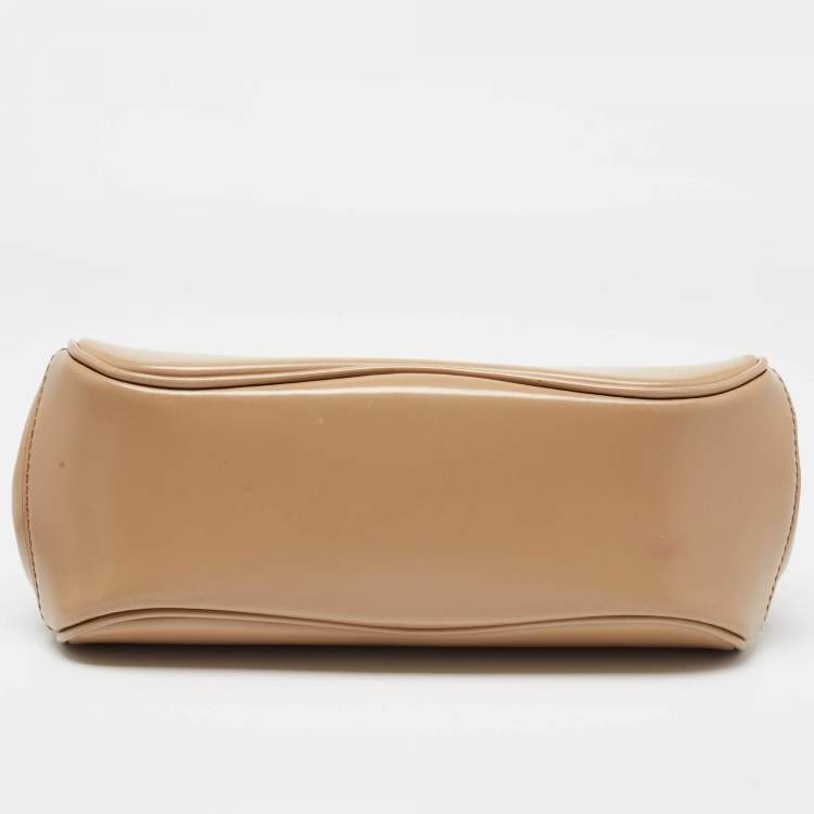 Pre Owned Gucci Beige Glossy Leather Mini Lady Lock Bamboo Top Handle Bag