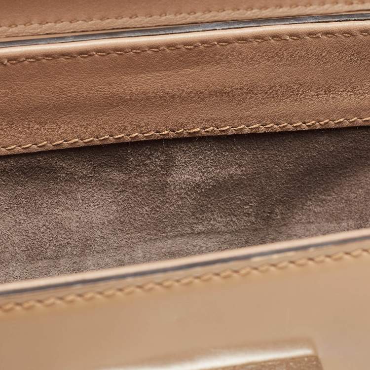 Pre Owned Gucci Beige Glossy Leather Mini Lady Lock Bamboo Top Handle Bag