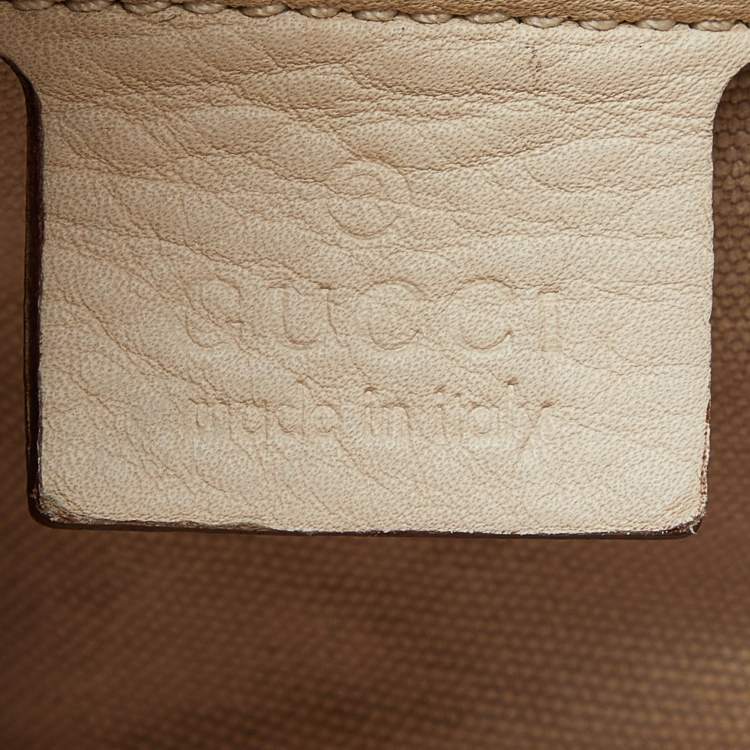 Pre Owned Gucci Cream Leather Bamboo Top Handle Bag