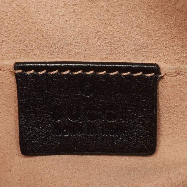 Pre Owned Gucci Black Matelassé Leather Mini GG Marmont Belt Bag