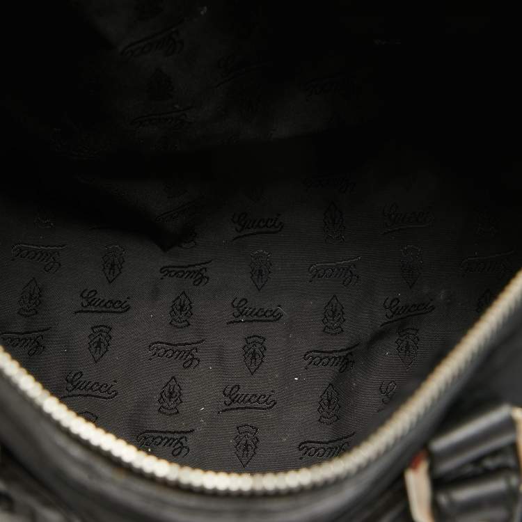 Pre Owned Gucci Black Guccissima Neoprene and Leather Medium Techno Boston Bag