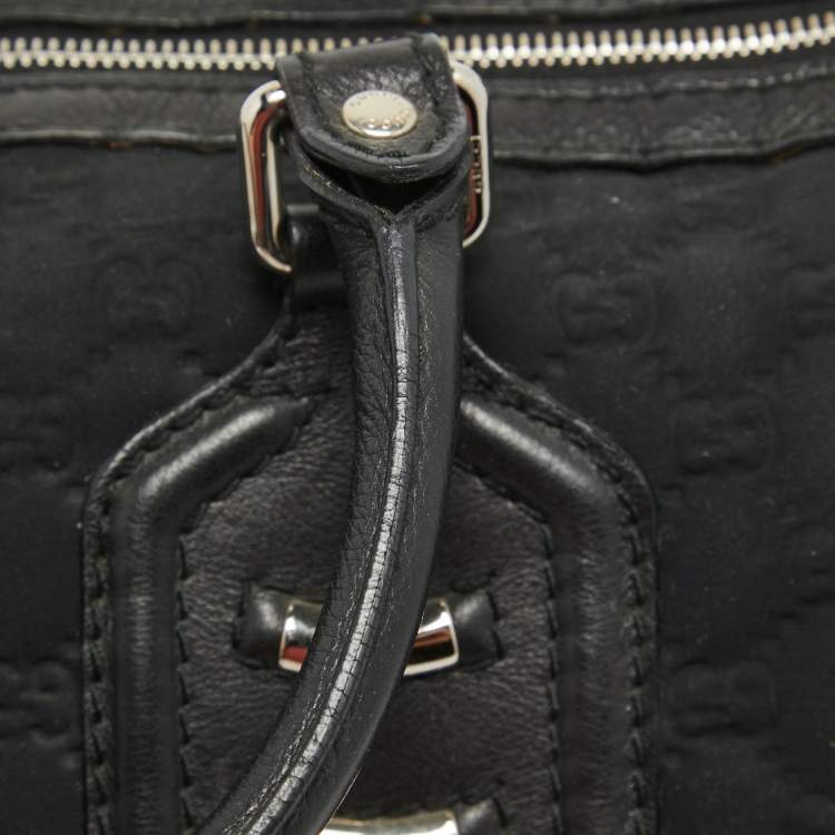 Pre Owned Gucci Black Guccissima Neoprene and Leather Medium Techno Boston Bag