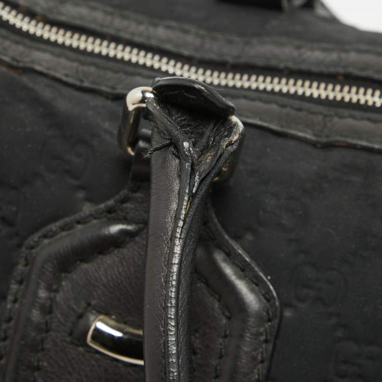 Pre Owned Gucci Black Guccissima Neoprene and Leather Medium Techno Boston Bag