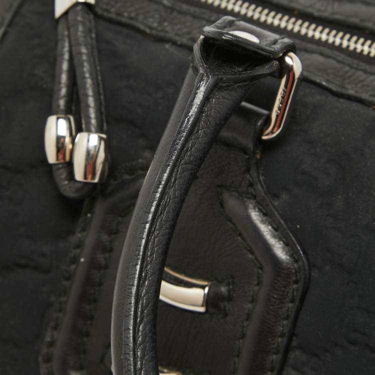 Pre Owned Gucci Black Guccissima Neoprene and Leather Medium Techno Boston Bag