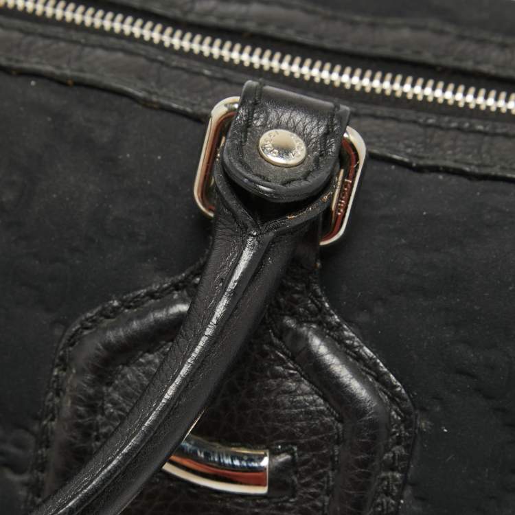 Pre Owned Gucci Black Guccissima Neoprene and Leather Medium Techno Boston Bag