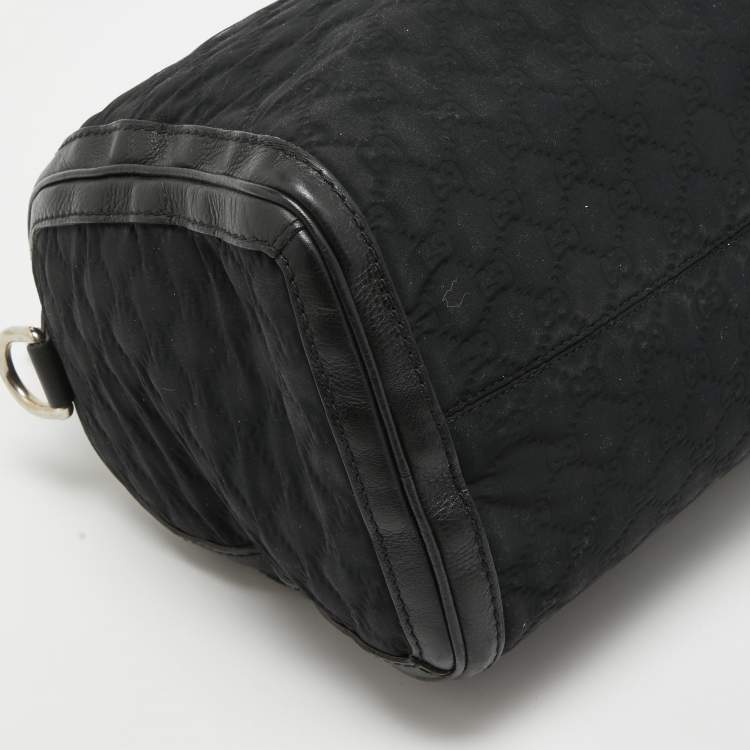 Pre Owned Gucci Black Guccissima Neoprene and Leather Medium Techno Boston Bag