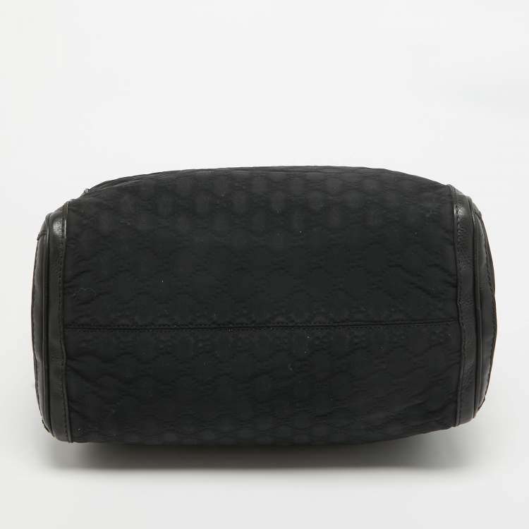 Pre Owned Gucci Black Guccissima Neoprene and Leather Medium Techno Boston Bag