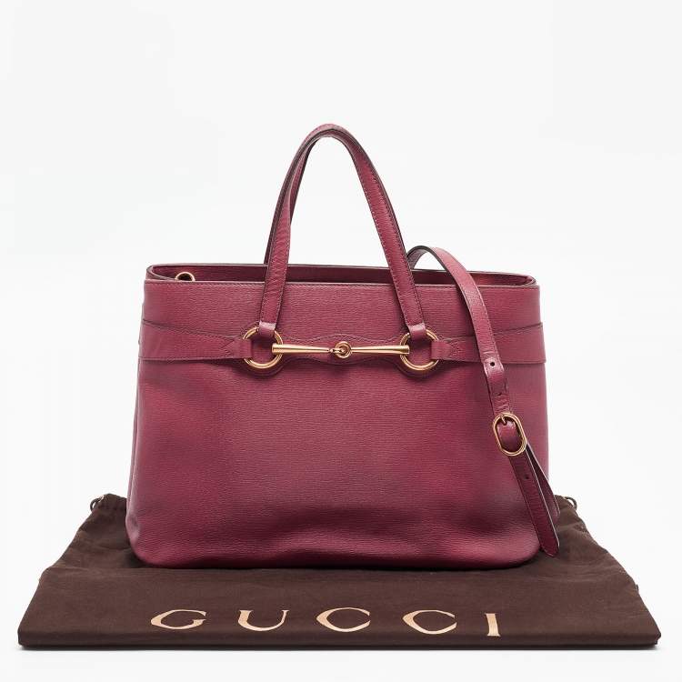 Pre Owned Gucci Rosewood Pink Leather Medium Bright Bit Tote