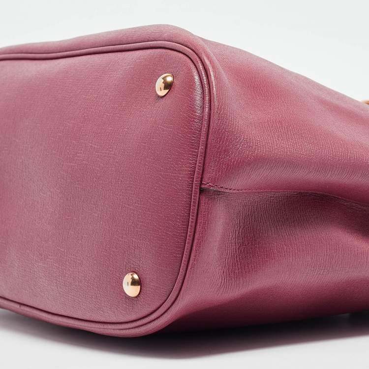 Pre Owned Gucci Rosewood Pink Leather Medium Bright Bit Tote