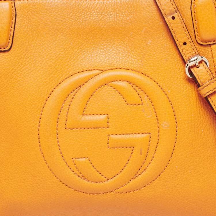 Pre Owned Gucci Dark Yellow Leather Small Soho Tote