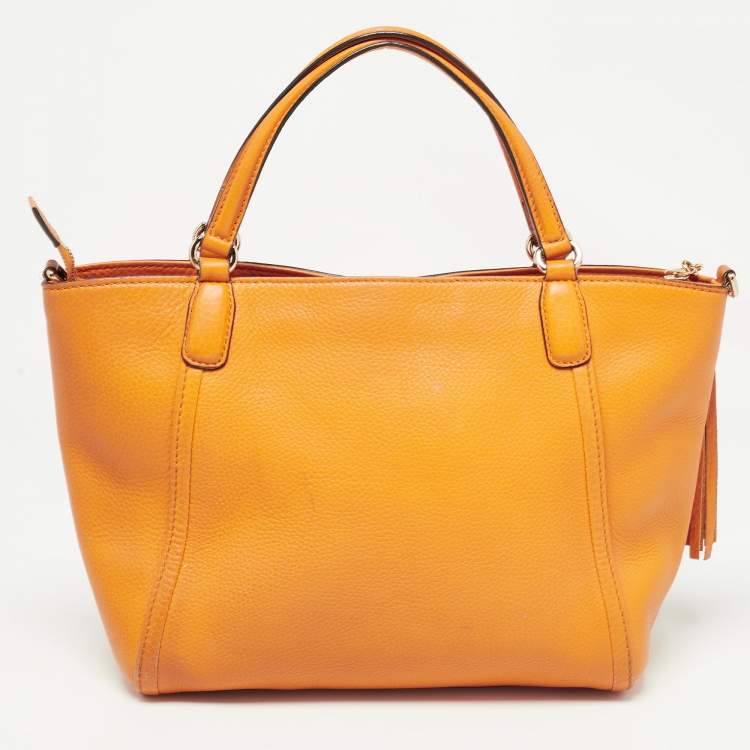 Pre Owned Gucci Dark Yellow Leather Small Soho Tote