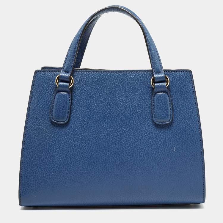Pre Owned Gucci Blue Leather Soho Top Handle Bag