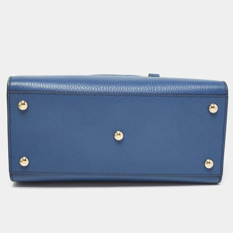Pre Owned Gucci Blue Leather Soho Top Handle Bag