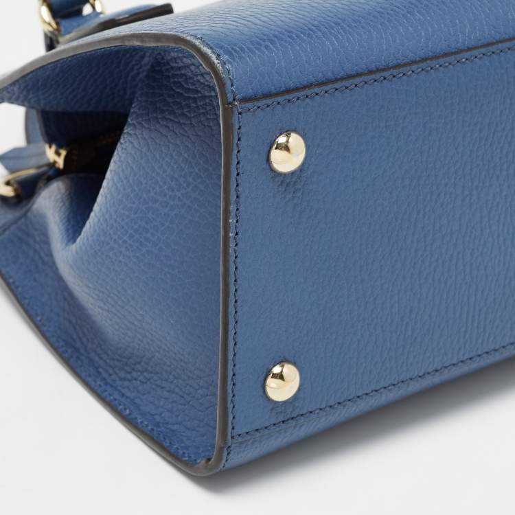 Pre Owned Gucci Blue Leather Soho Top Handle Bag