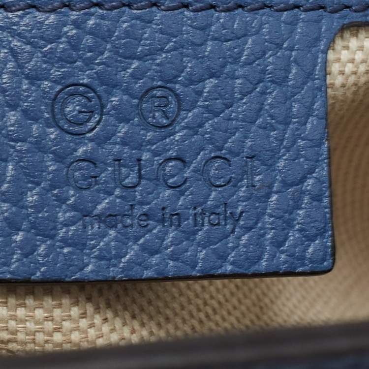 Pre Owned Gucci Blue Leather Soho Top Handle Bag