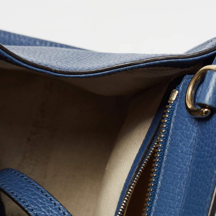Pre Owned Gucci Blue Leather Soho Top Handle Bag