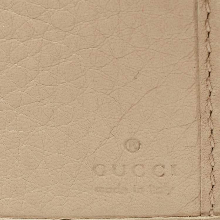 Pre Owned Gucci Beige Leather Interlocking G Wallet