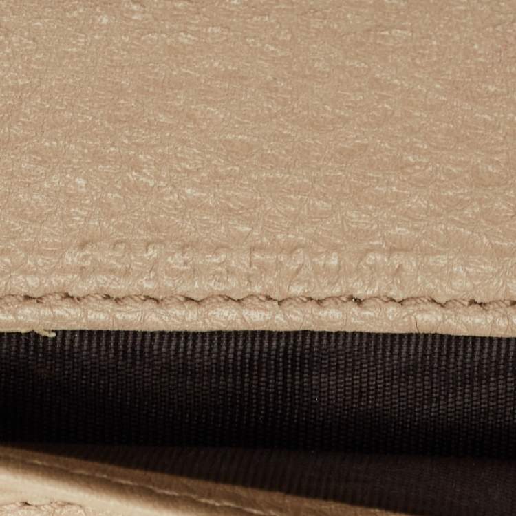 Pre Owned Gucci Beige Leather Interlocking G Wallet