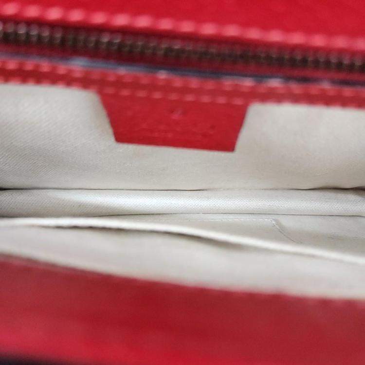 Pre Owned Gucci Red leather Animalier Chain Shoulder Bag 