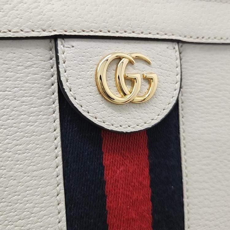 Pre Owned Gucci Ivory Leather Ophidia Shoulder Bag