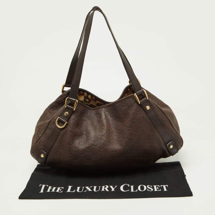 Pre Owned Gucci Brown Guccissima Leather Medium Abbey Hobo