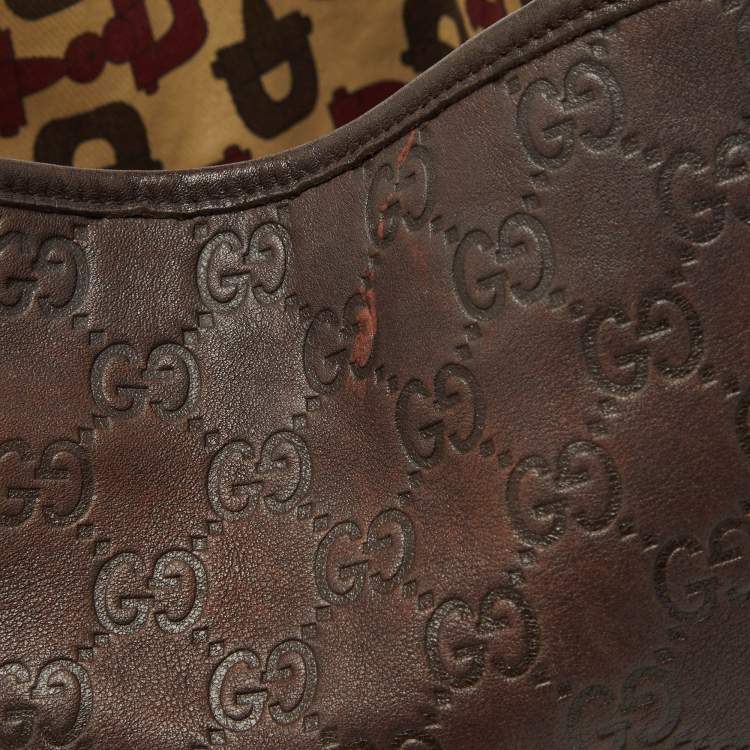 Pre Owned Gucci Brown Guccissima Leather Medium Abbey Hobo