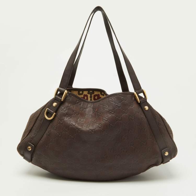 Pre Owned Gucci Brown Guccissima Leather Medium Abbey Hobo