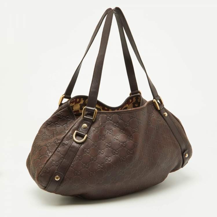 Pre Owned Gucci Brown Guccissima Leather Medium Abbey Hobo