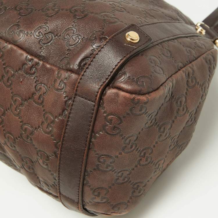 Pre Owned Gucci Brown Guccissima Leather Medium Abbey Hobo
