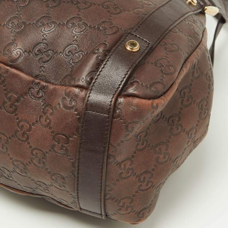 Pre Owned Gucci Brown Guccissima Leather Medium Abbey Hobo
