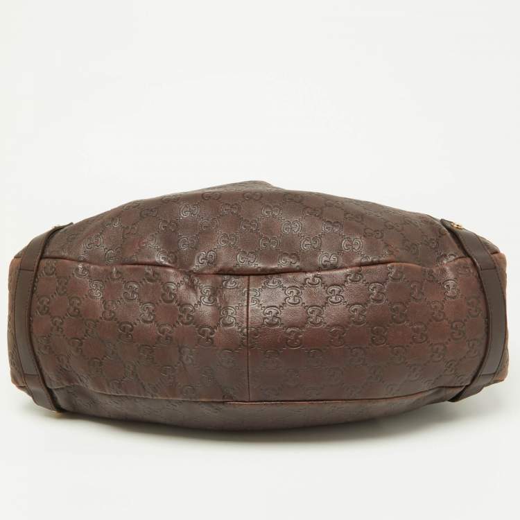 Pre Owned Gucci Brown Guccissima Leather Medium Abbey Hobo