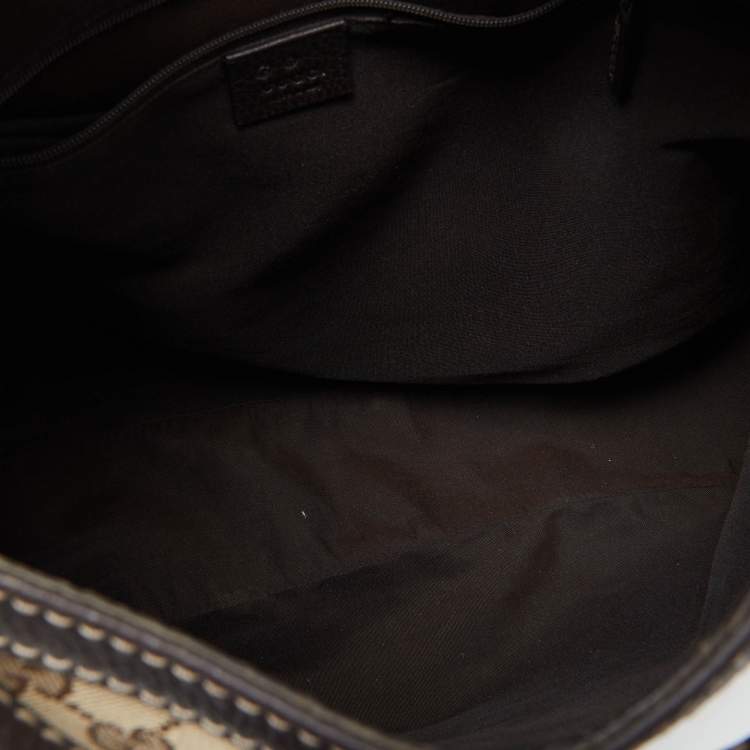 Pre Owned Gucci Beige/Brown GG Canvas and Leather New Ladies Web Hobo