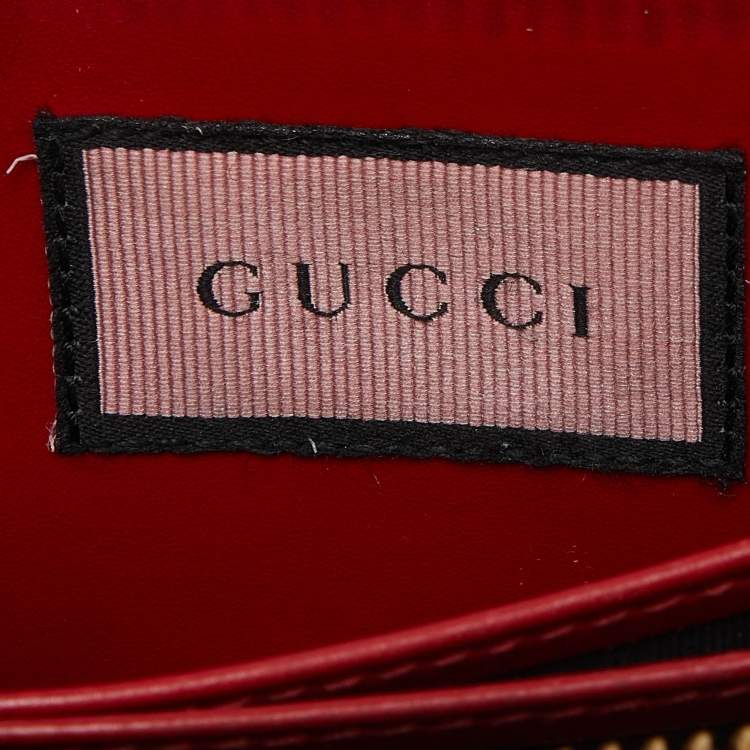 Pre Owned Gucci Red GucciGhost Skul Leather Zip Around Wallet