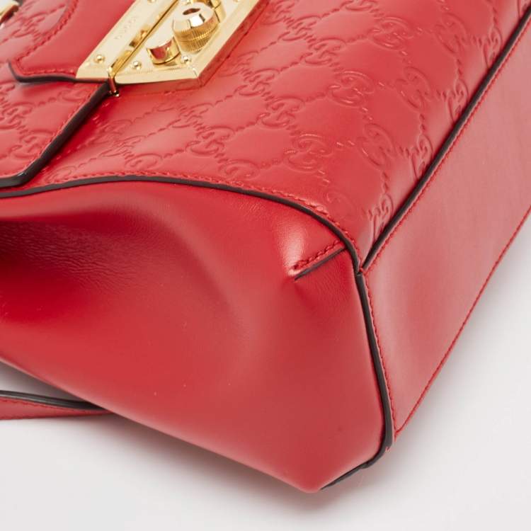 Pre Owned Gucci Red Guccissima Leather Padlock Backpack
