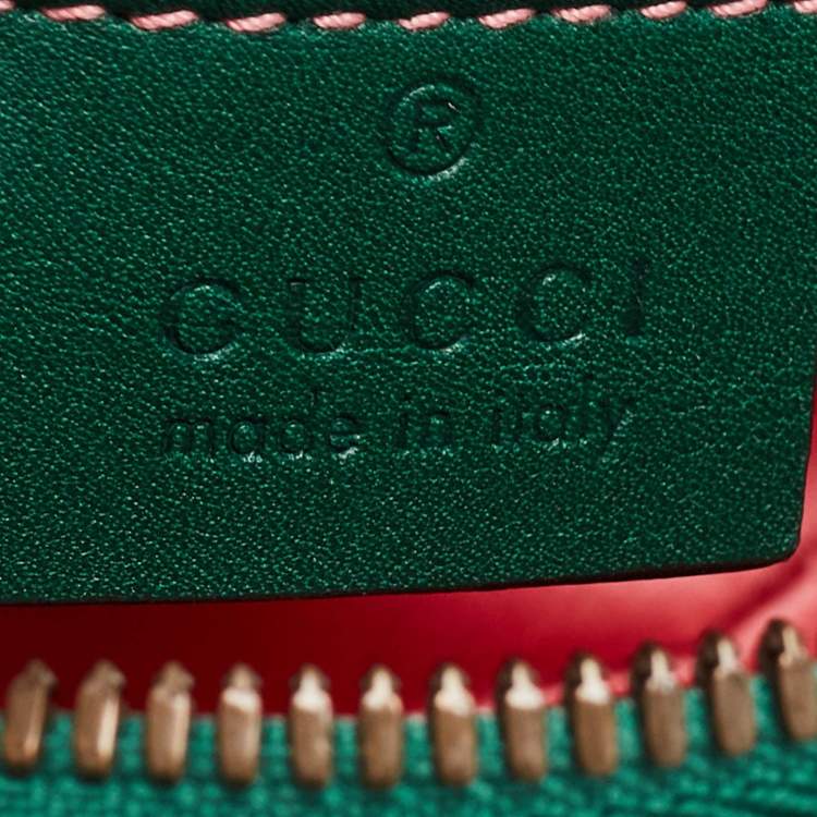 Pre Owned Gucci Green Matelassé Velvet Mini GG Marmont Belt Bag