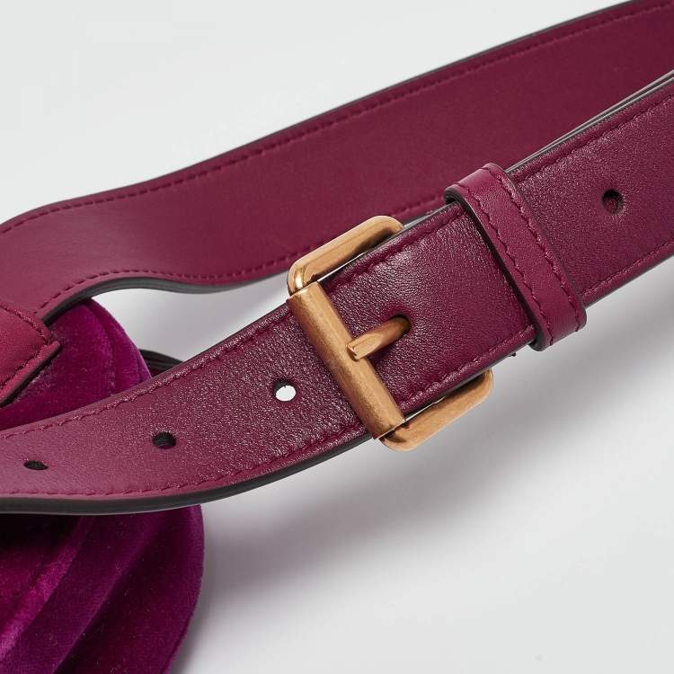 Pre Owned Gucci Purple Matelassé Velvet Mini GG Marmont Belt Bag