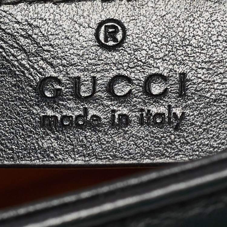 Pre Owned Gucci Black Matelasse Leather Mini GG Marmont Top Handle Bag