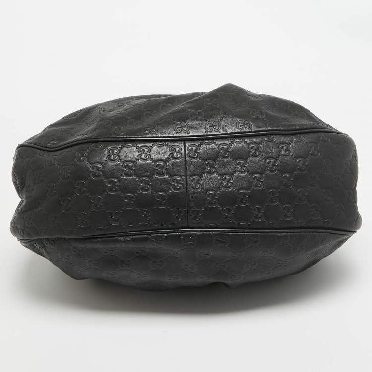 Pre Owned Gucci Black Guccissima Leather Medium Sukey Tote